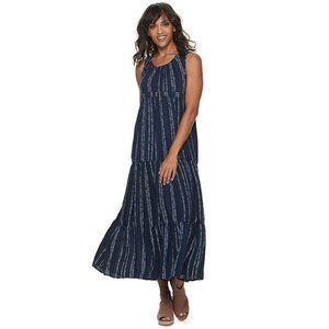 Women's SONOMA Goods for Life Tiered Challis Dress, Size: M, Navy Stripe